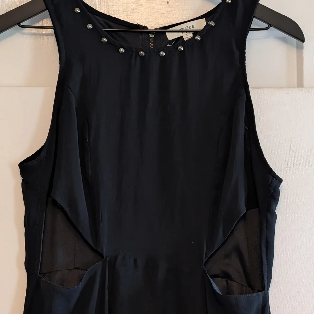Umgee Black High Low Maxi Dress Cutout Waist Embellished Neck Sleeveless Large - Picture 4 of 8